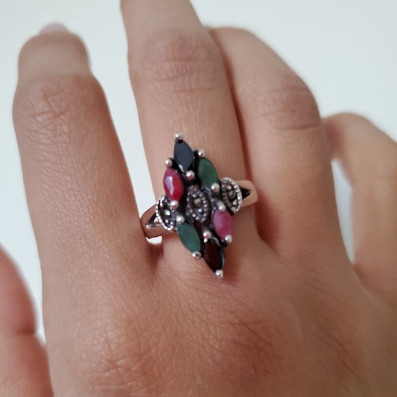 NWOT PERUVIAN Silver Sterling 925 Malachite stone Size 6 - Picture 3 of 8